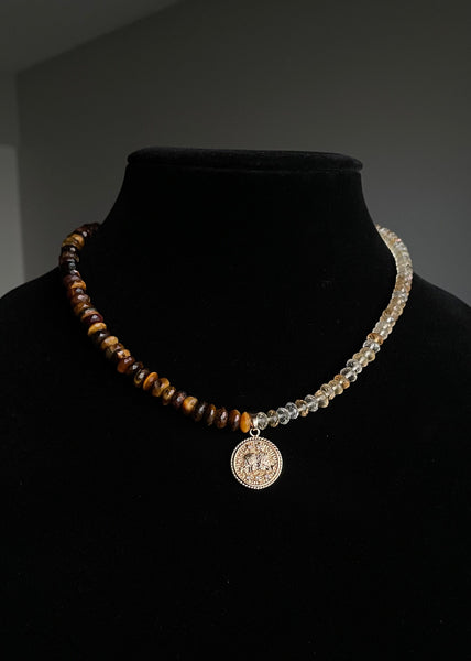 Gemini Necklace - Tigers Eye, Citrine