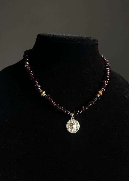 Leo Necklace - Garnet, Citrine, Tigers Eye