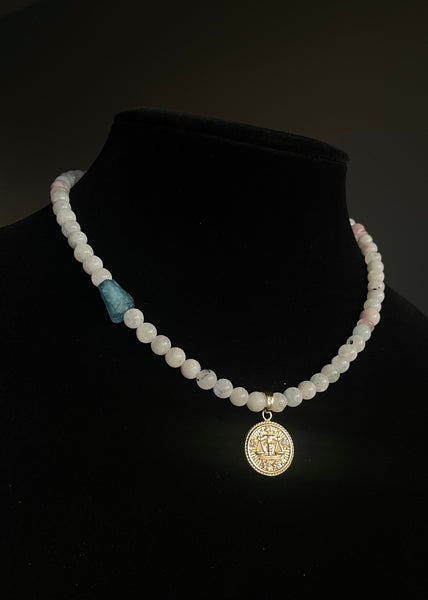 Libra Necklace - Moonstone, Kunzite, Rose Quartz, Aquamarine