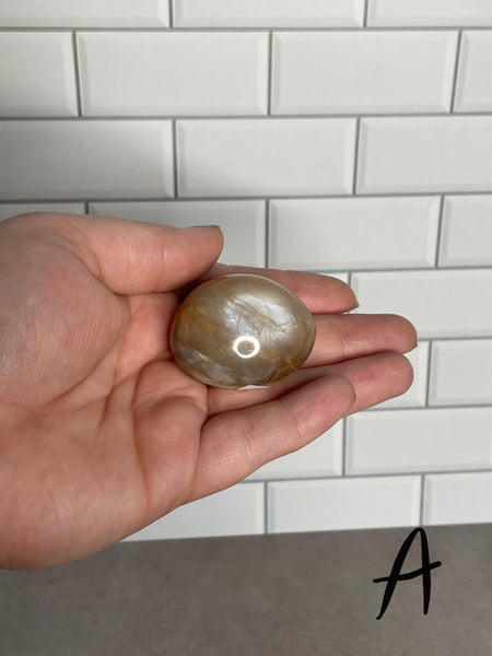 Peach Moonstone Pebbles (w/ silver flash)