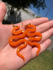 Pearlescent Orange ‘Snakes in the Garden’ Earrings
