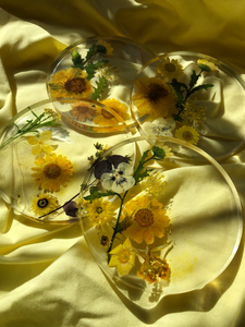 Yellow Floral Coaster Set