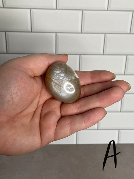 Peach Moonstone Pebbles (w/ silver flash)