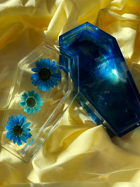 Blue Flowers and Ink Blot ‘Coffin Trinket Box’